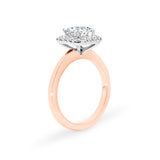 ARI | Scalloped Pavé Asscher Diamond Ring in Rose & White Gold