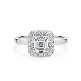 ARI | Scalloped Pavé Asscher Diamond Ring in White Gold