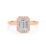 ARI | Scalloped Pavé Emerald Diamond Ring in Rose Gold