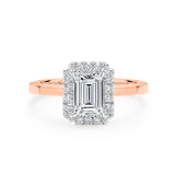 ARI | Scalloped Pavé Emerald Diamond Ring in Rose & White Gold