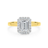 ARI | Scalloped Pavé Emerald Diamond Ring in Yellow & White Gold