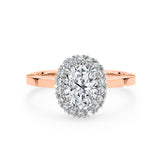 ARI | Scalloped Pavé Oval Diamond Ring in Rose & White Gold