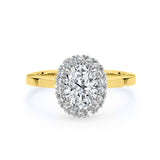 ARI | Scalloped Pavé Oval Diamond Ring in Yellow & White Gold