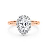 ARI | Scalloped Pavé Pear Shape Diamond Ring in Rose & White Gold