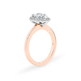 ARI | Scalloped Pavé Pear Shape Diamond Ring in Rose & White Gold