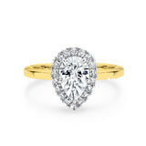 ARI | Scalloped Pavé Pear Shape Diamond Ring in Yellow & White Gold