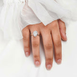 ARI | Scalloped Pavé Pear Shape Diamond Ring in Rose & White Gold