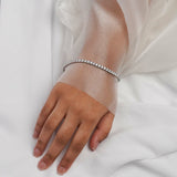 ARIEL | Klassisches Tennisarmband mit rundem Brillantdiamanten und vier Krappen aus 18 Karat Weißgold (3,00 Karat – 29,00 Karat)