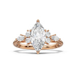 ARWEN seven stone marquise and round diamond ring in rose gold, front view