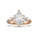 ARWEN seven stone marquise and round diamond ring in rose gold, front view