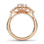 ARWEN seven stone marquise and round diamond ring in rose gold, full profile view
