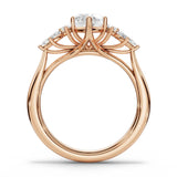 ARWEN seven stone marquise and round diamond ring in rose gold, full profile view