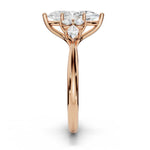 ARWEN seven stone marquise and round diamond ring in rose gold, profile view