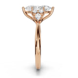 ARWEN seven stone marquise and round diamond ring in rose gold, profile view
