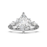 ARWEN seven stone marquise and round diamond ring in white gold, front view