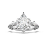 ARWEN seven stone marquise and round diamond ring in white gold, front view