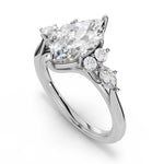 ARWEN seven stone marquise and round diamond ring in white gold, top down view