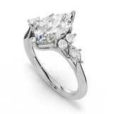 ARWEN seven stone marquise and round diamond ring in white gold, top down view