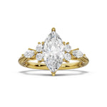 ARWEN seven stone marquise and round diamond ring in yellow gold, front view