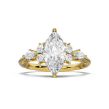 ARWEN seven stone marquise and round diamond ring in yellow gold, front view