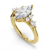 ARWEN seven stone marquise and round diamond ring in yellow gold, top down view