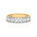 AURORA | 9 Stone Shared Prong Emerald Diamond Ring in Yellow & White Gold (1.60ct tw.)