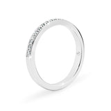AVA | Bead & Bright-Cut Diamond Ring in White Gold (0.19ct tw.)