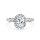 AVA | French Pavé Halo Oval Shape Diamond Ring in Platinum