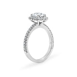 AVA | French Pavé Halo Oval Shape Diamond Ring in Platinum