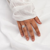 AVA | French Pavé Halo Oval Shape Diamond Ring in Platinum