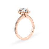 AVA | French Pavé Halo Pear Diamond Ring in Rose Gold