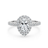 AVA | French Pavé Halo Pear Diamond Ring in White Gold