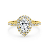 AVA | French Pavé Halo Pear Diamond Ring in Yellow Gold