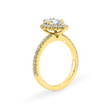 AVA | French Pavé Halo Pear Diamond Ring in Yellow Gold