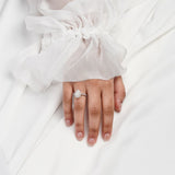 AVA | French Pavé Halo Pear Diamond Ring in White Gold