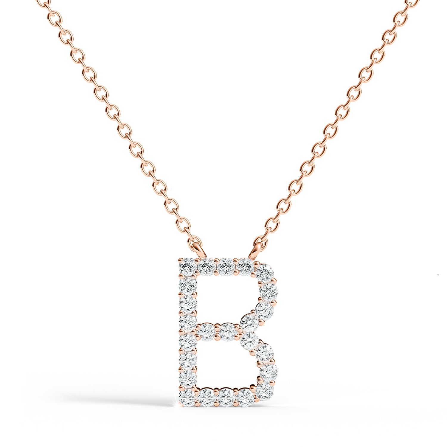 PENELOPE | Diamond Letter Pendant in 9ct Rose Gold (A-Z)