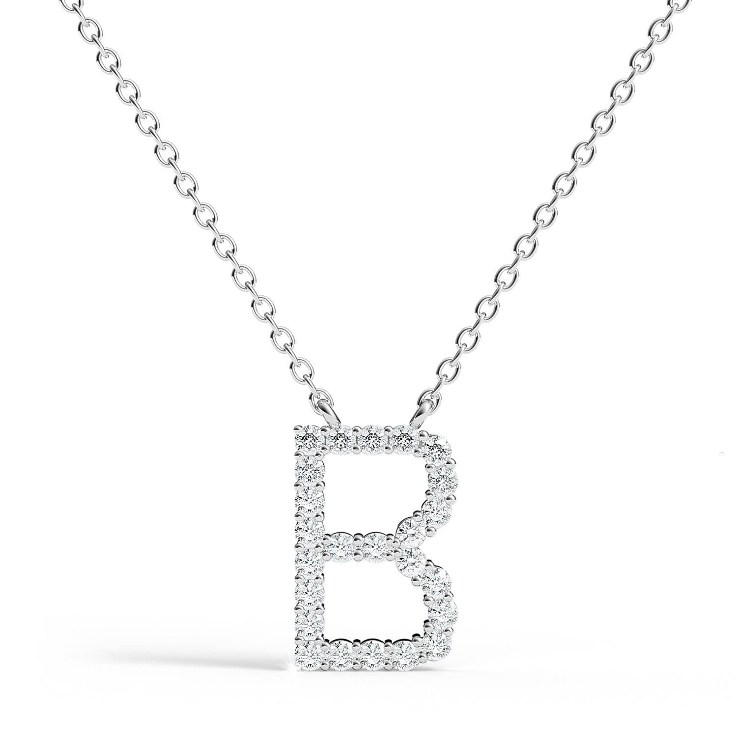 PENELOPE | Diamond Letter Pendant in 9ct White Gold (A-Z)