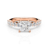 BROOKLYN | Claw Set Tapered Solitaire Princess Diamond Ring in Rose Gold