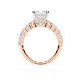 BROOKLYN | Claw Set Tapered Solitaire Princess Diamond Ring in Rose & White Gold