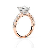 BROOKLYN | Claw Set Tapered Solitaire Princess Diamond Ring in Rose & White Gold
