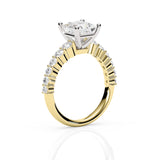 BROOKLYN | Claw Set Tapered Solitaire Princess Diamond Ring in Yellow & White Gold