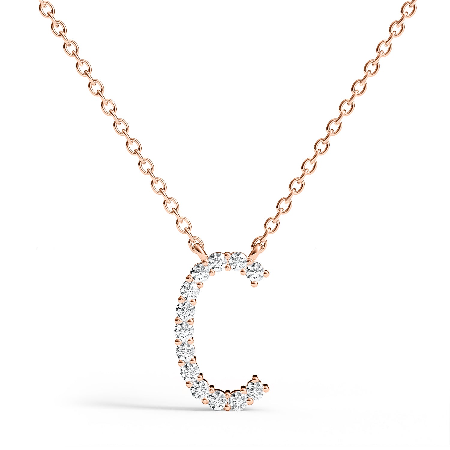 PENELOPE | Diamond Letter Pendant in 9ct Rose Gold (A-Z)