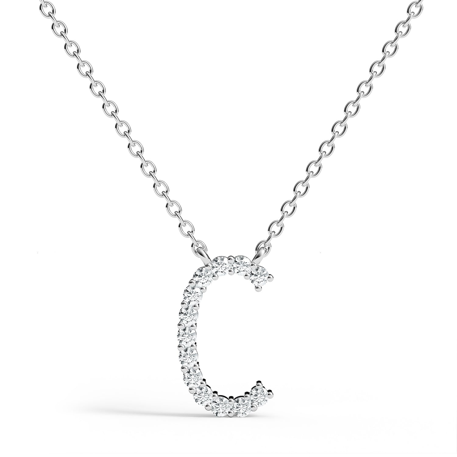 PENELOPE | Diamond Letter Pendant in 9ct White Gold (A-Z)
