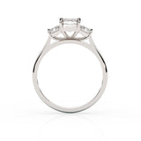 CELESTE | Three Stone Emerald Cut Diamond Ring in White Gold