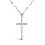 CHRISTINE diamond cross pendant in white gold, 0.15ct total weight, front view