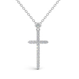 CHRISTINE diamond cross pendant in white gold, 0.15ct total weight, front view