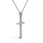 CHRISTINE diamond cross pendant in white gold, 0.15ct total weight, side view