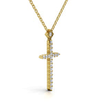 CHRISTINE diamond cross pendant in yellow gold, 0.15ct total weight, side view