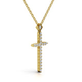 CHRISTINE diamond cross pendant in yellow gold, 0.15ct total weight, side view