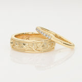 CUSTOM | Leaf Pattern Ring & ADRIANA | French Pavé Diamond Ring